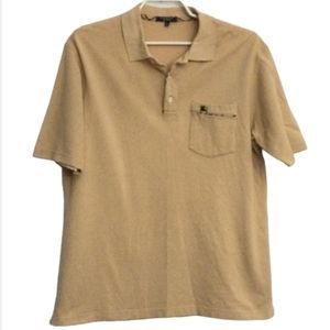 Vintage Men’s Burberry Cotton Polo Shirt Large Pale Gold EUC